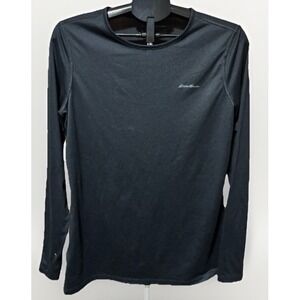 Eddie Bauer Womens XL Black Long Sleeve Freedry Athletic Shirt Thumb Holes